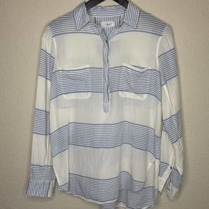 Lou & Grey long sleeve striped cotton popover